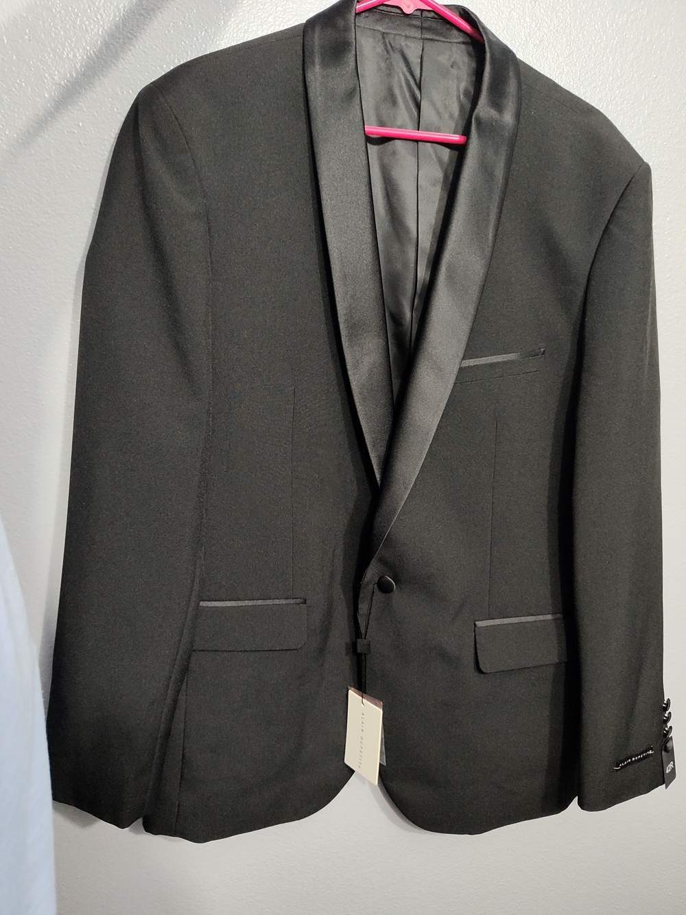 NWT Alain Dupetit 42R men's black tuxedo jacket blazer suit satin lapel single